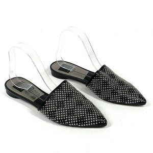 Dolce Vita Shoes Womens 7.5 Ezra‎ Flat Mule Black Silver Studded Slip On Moto